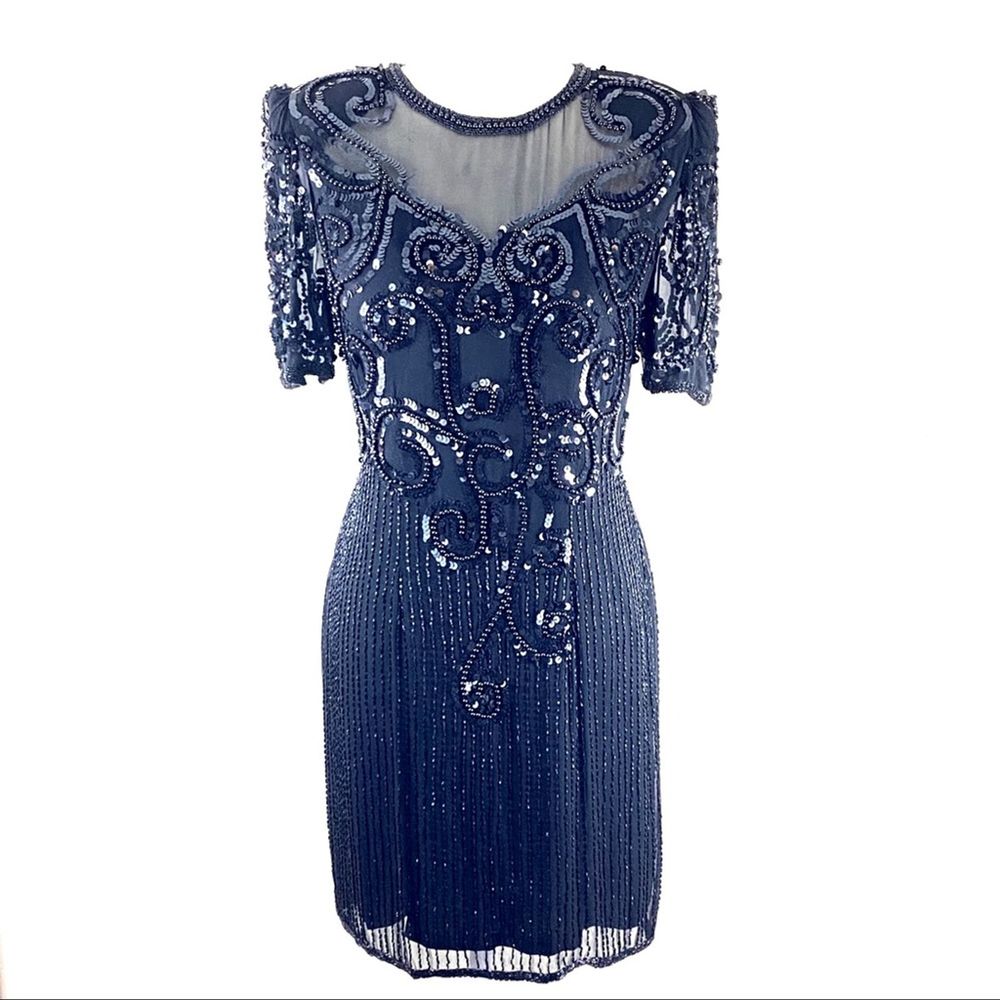 Vintage ShoMax Evening Sequins Embellished Dress L